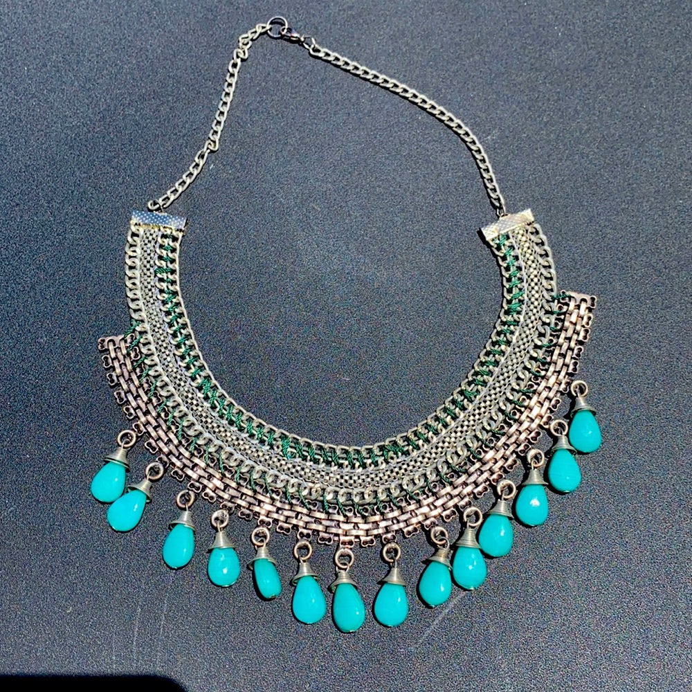Women’s Silver & Turquoise Collar Bib Necklace